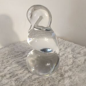 Art Glass Sleeping Swan Paperweight
